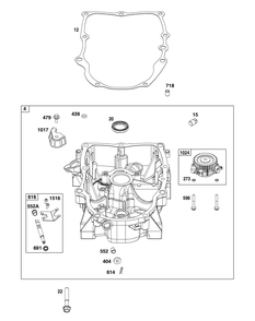 Crankcase Cover/Sump Group Diagram and Parts List for 356777-0147-B5 200000 - 399999 Briggs and Stratton Engine